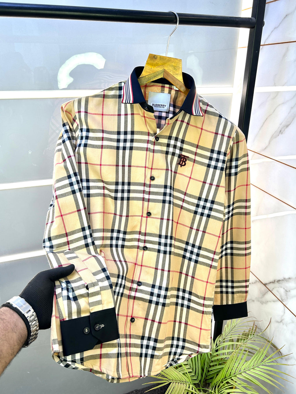 Burberry Checks Extra Premium shirt with brand box packing & carry bag