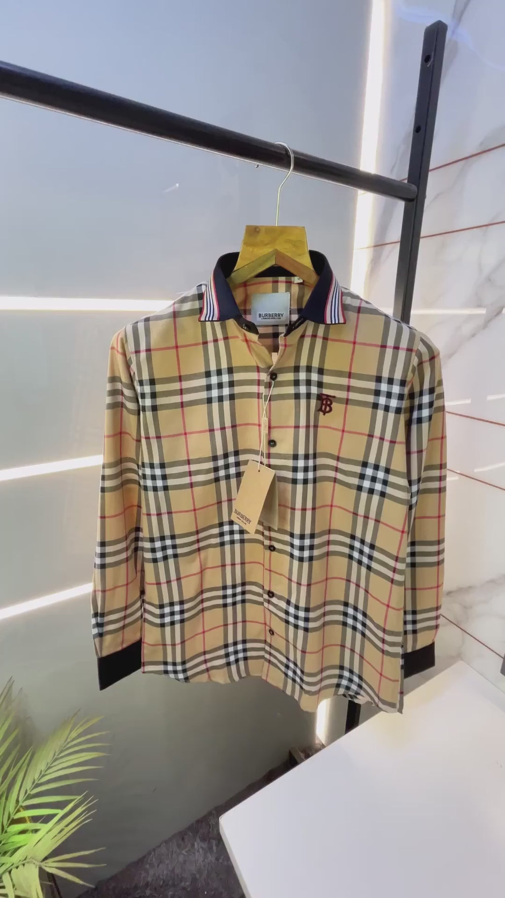 Burberry Checks Extra Premium shirt with brand box packing & carry bag