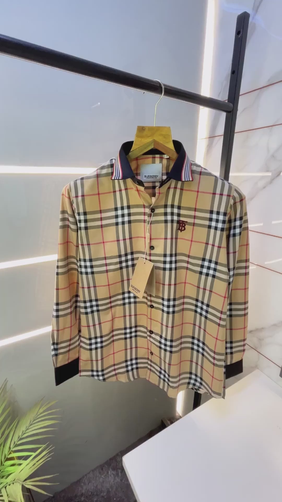 Burberry Checks Extra Premium shirt with brand box packing & carry bag